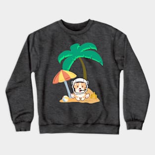 Space Corgi goes to the beach! - The Cool Astronaut Puppy! Crewneck Sweatshirt